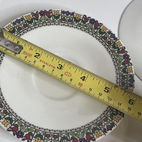 Royal Doulton Fireglow Coffee Tea Cup and 6 Saucers 1970's England Vintage - Picture 9 of 10